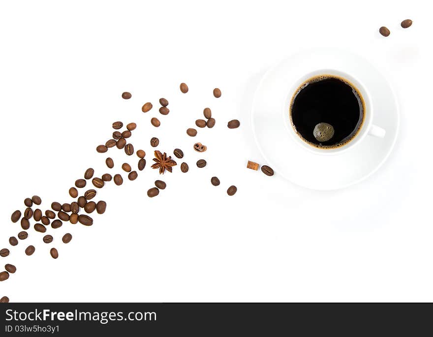 Cup of coffee on a white background