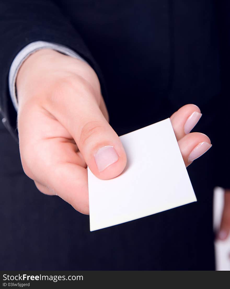 Businesswoman Holding Blank Empty Sign