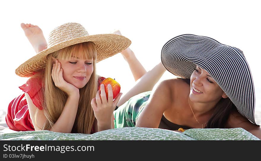 Two beautiful girls at beach