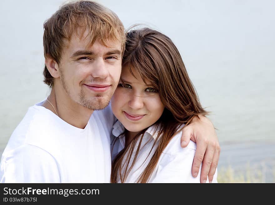 Young couple in the nature.