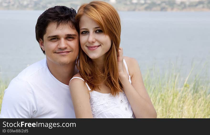 Young couple in the nature. Outdoor photo