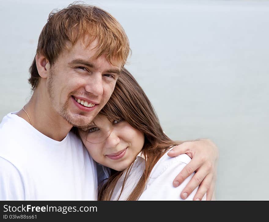 Young couple in the nature.