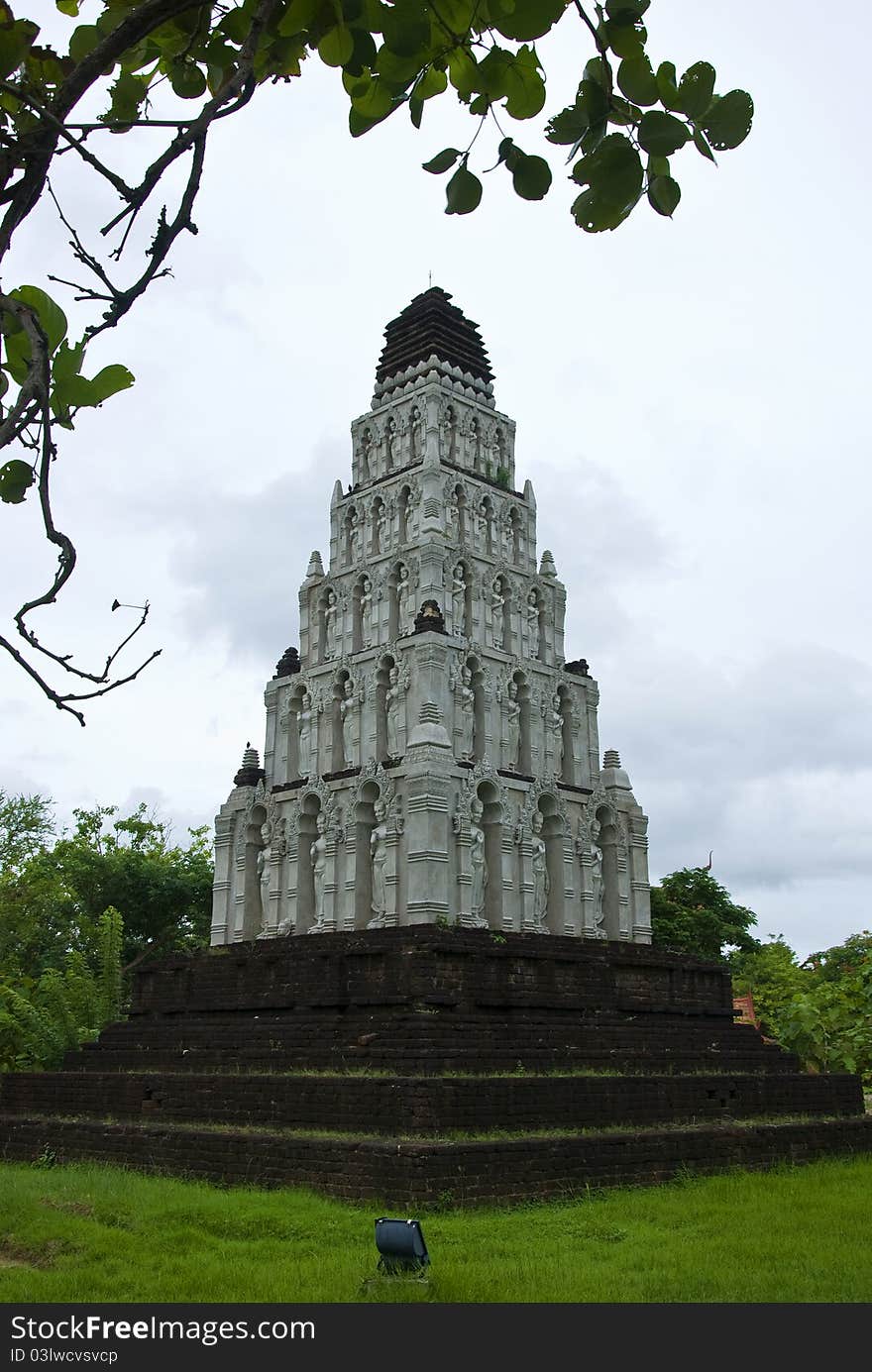 Thai pagoda,from the royal observatory on Khao Wang hill Phetchburi Thailand