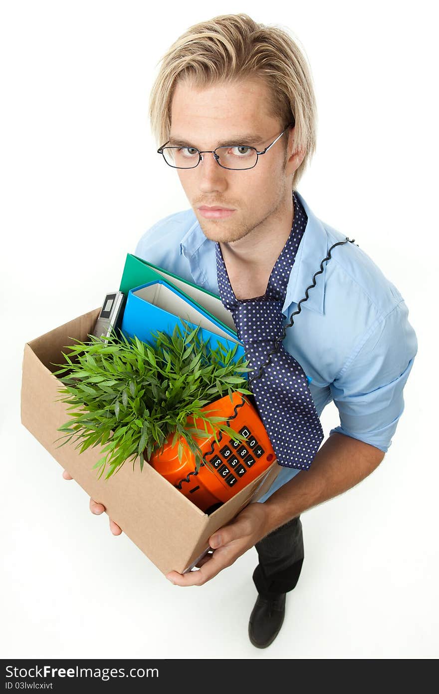 Young blond man looking for a job