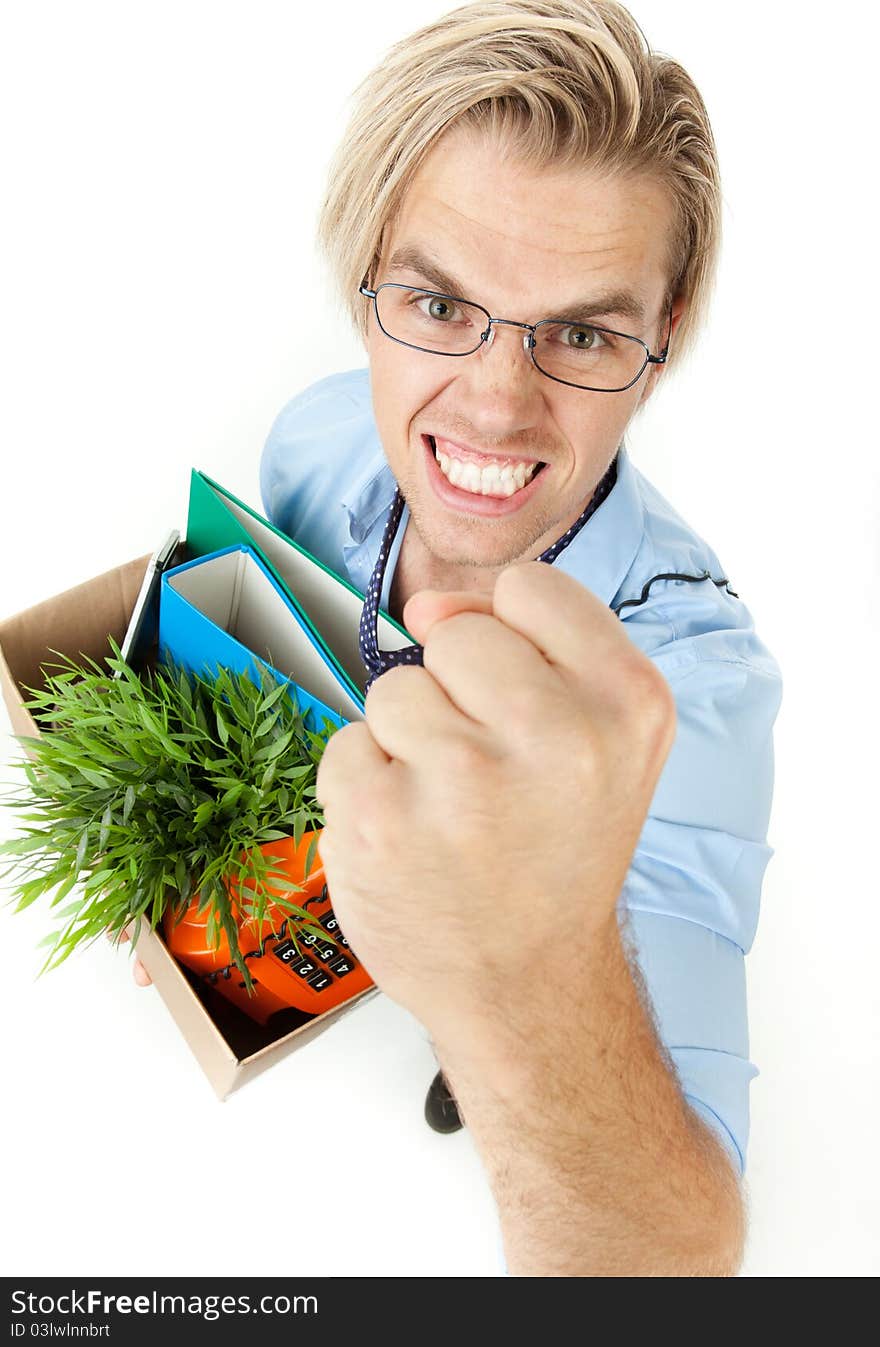 Young man is fighting for a job