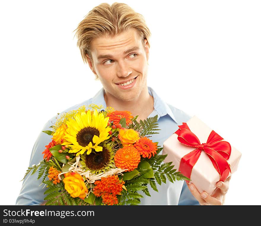 Gift and flowers for you. Gift and flowers for you