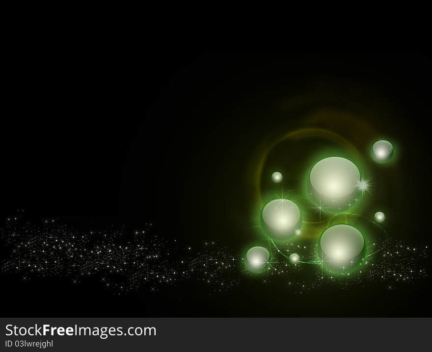 Abstract black background with stars and globes. Abstract black background with stars and globes