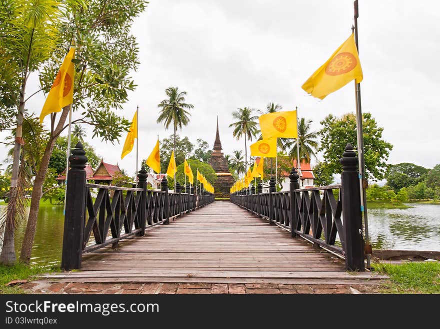 Wooden Bridge To Ruin Pagoda