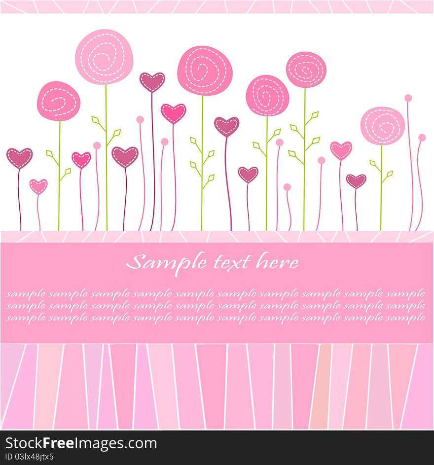 Cute pink background with roses and hearts. Cute pink background with roses and hearts