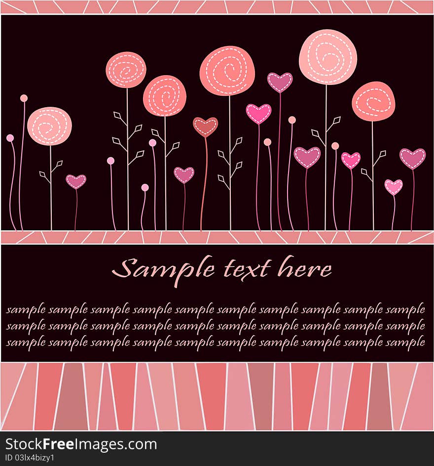 Cute pink background with roses and hearts. Cute pink background with roses and hearts