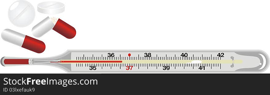 Thermometer and pills