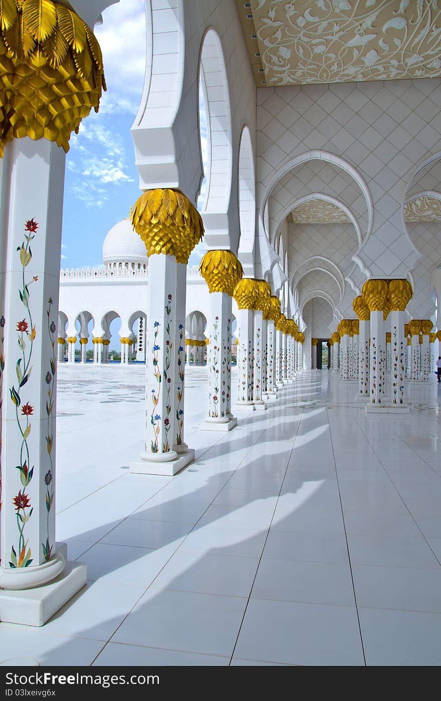 The New Sheikh Zayed Mosque in Abu Dhabi City in United Arab Emirates