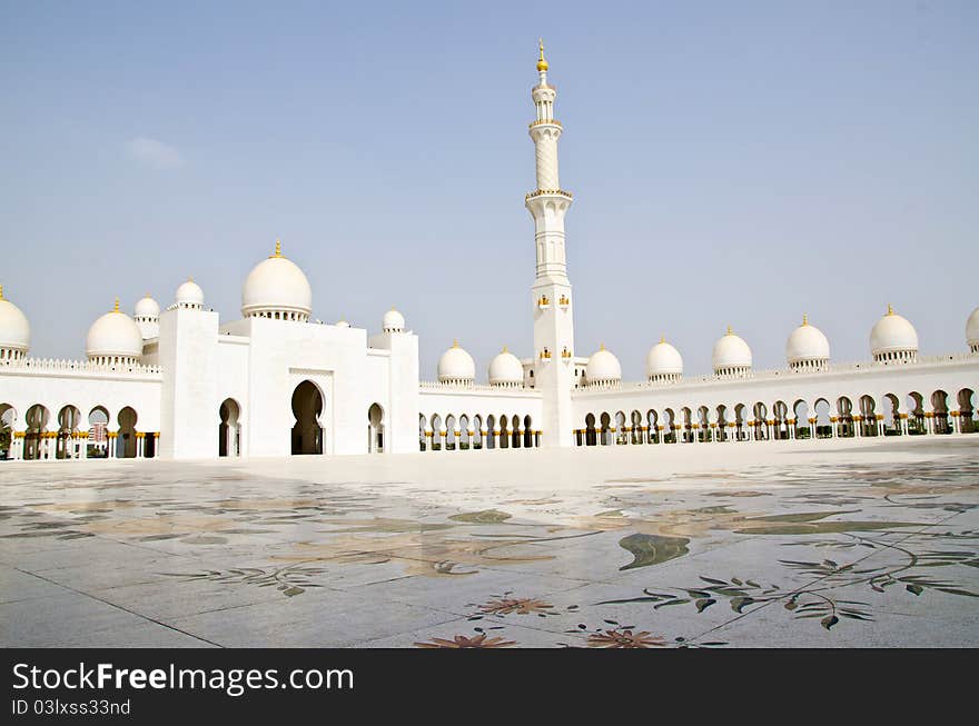 The New Sheikh Zayed Mosque in Abu Dhabi City in United Arab Emirates