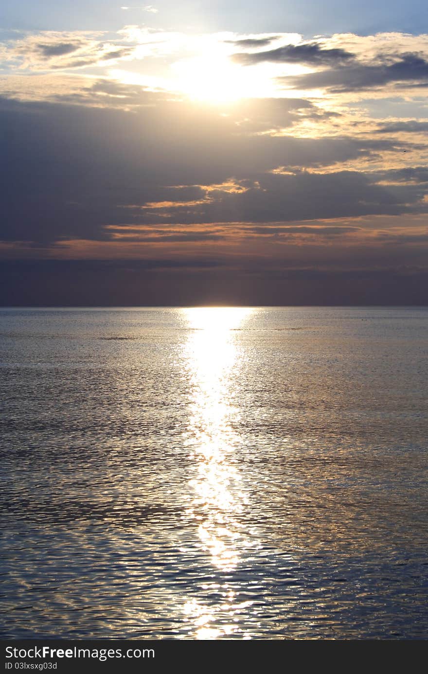 Foto of sea at late evening in summer