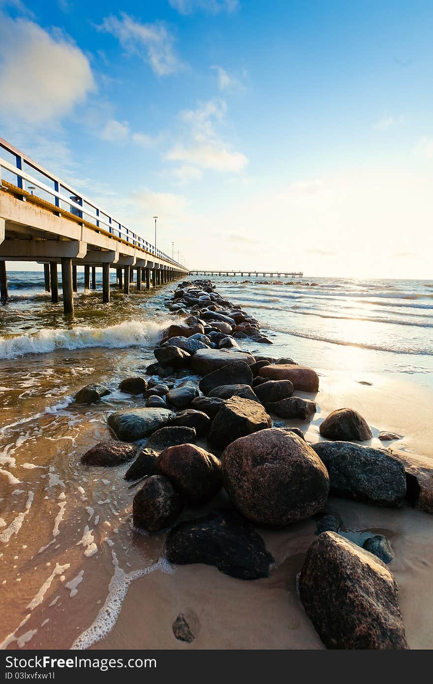 Beautiful beach and many stones