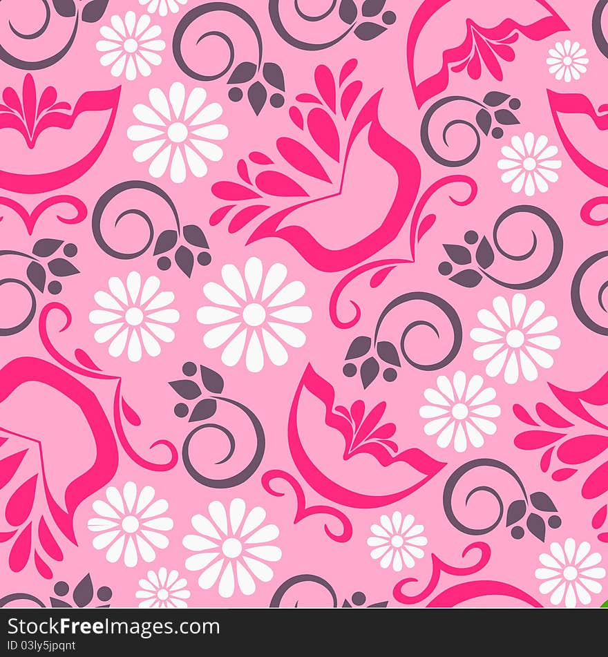 Elegant pattern with folk stylized flowers. Elegant pattern with folk stylized flowers