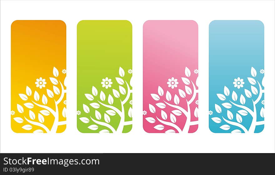 Set of 4 colorful floral banners