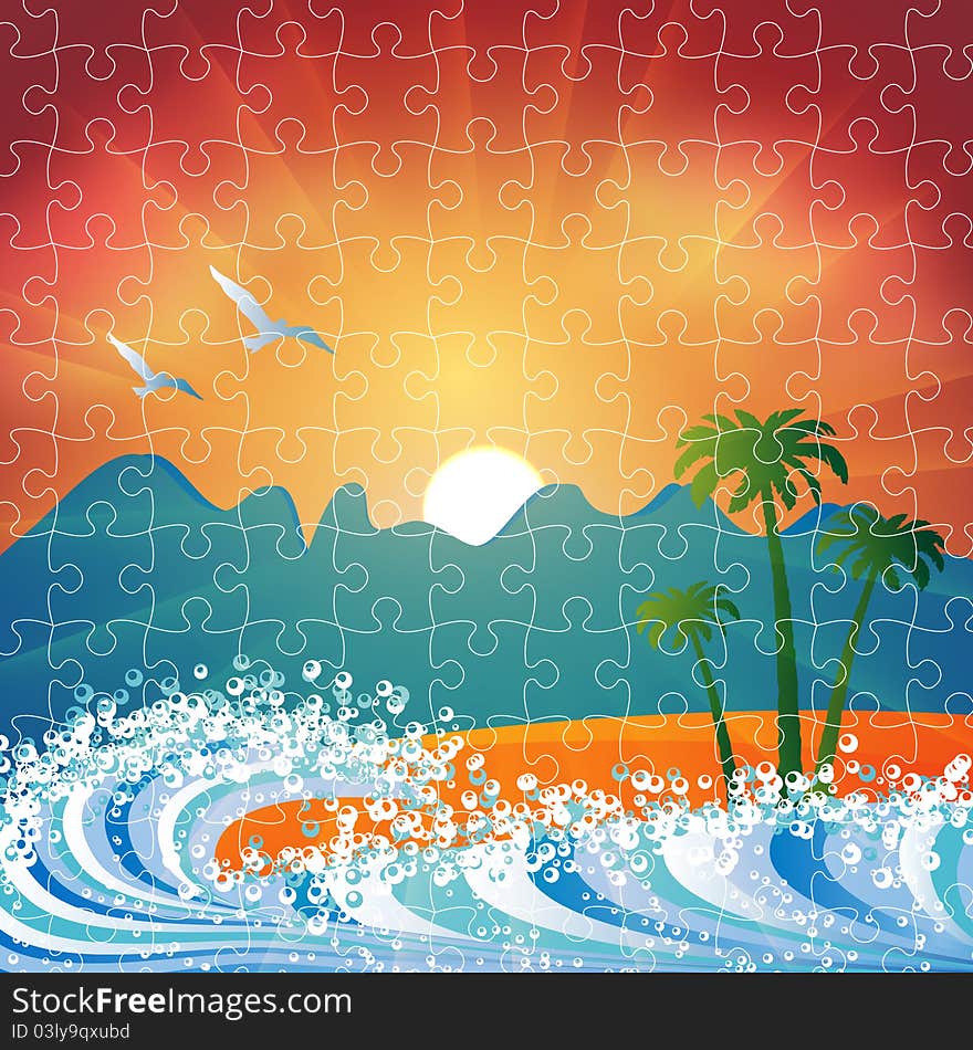 Summer holiday beach background puzzle jigsaw