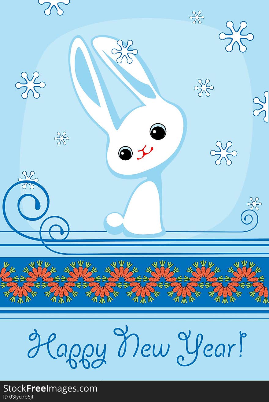 White rabbit on a blue background. White rabbit on a blue background