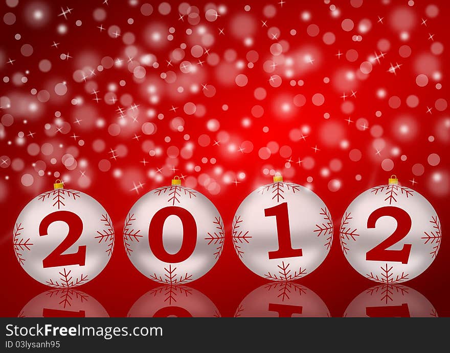 2012 new year illustration with christmas balls