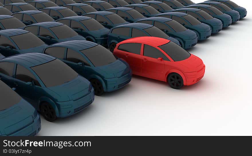 Render of many car on white background. Render of many car on white background