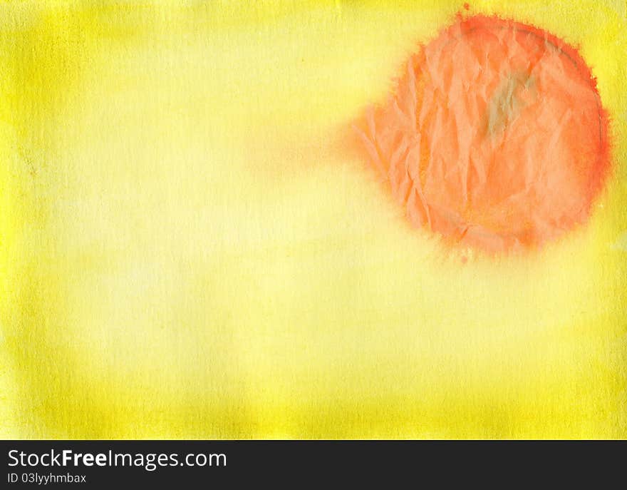 Yellow watercolor background with orange circle