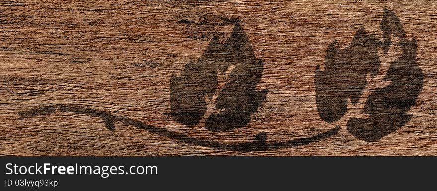 Old Grunge Wood Texture With Leaves