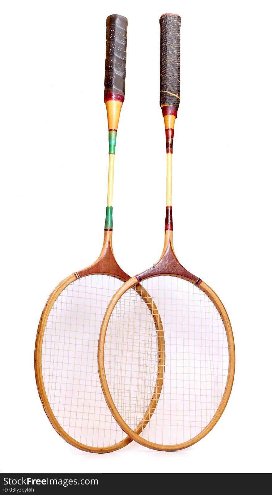 Color photo of badminton racquets