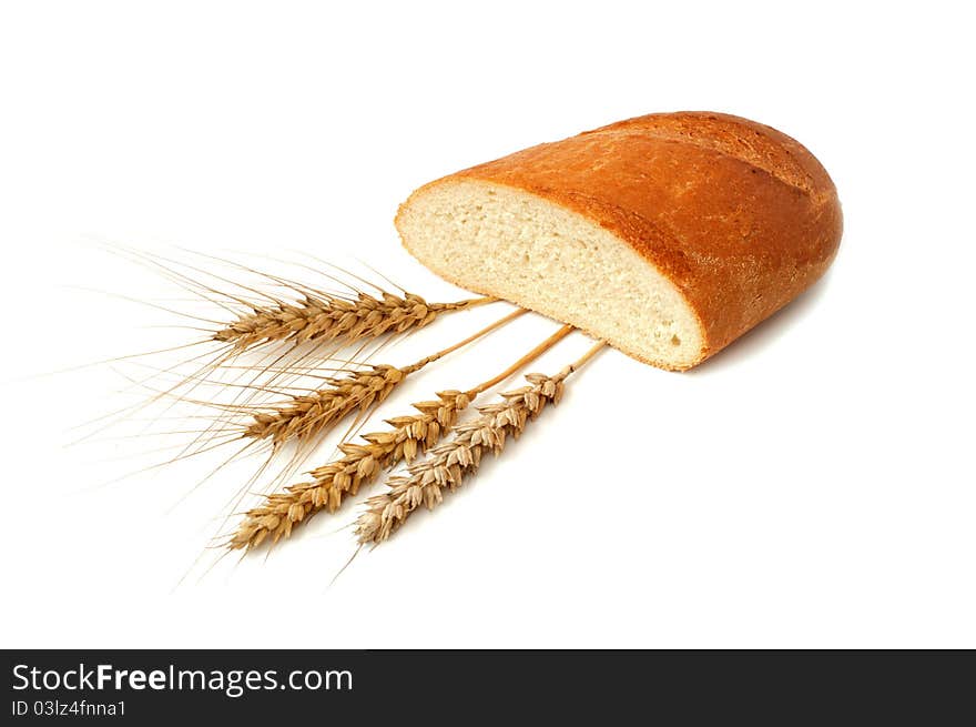 Corn bread and corn on a white background. Corn bread and corn on a white background