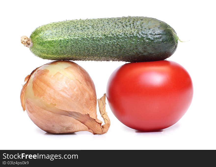 Color photo of vegetables on white background