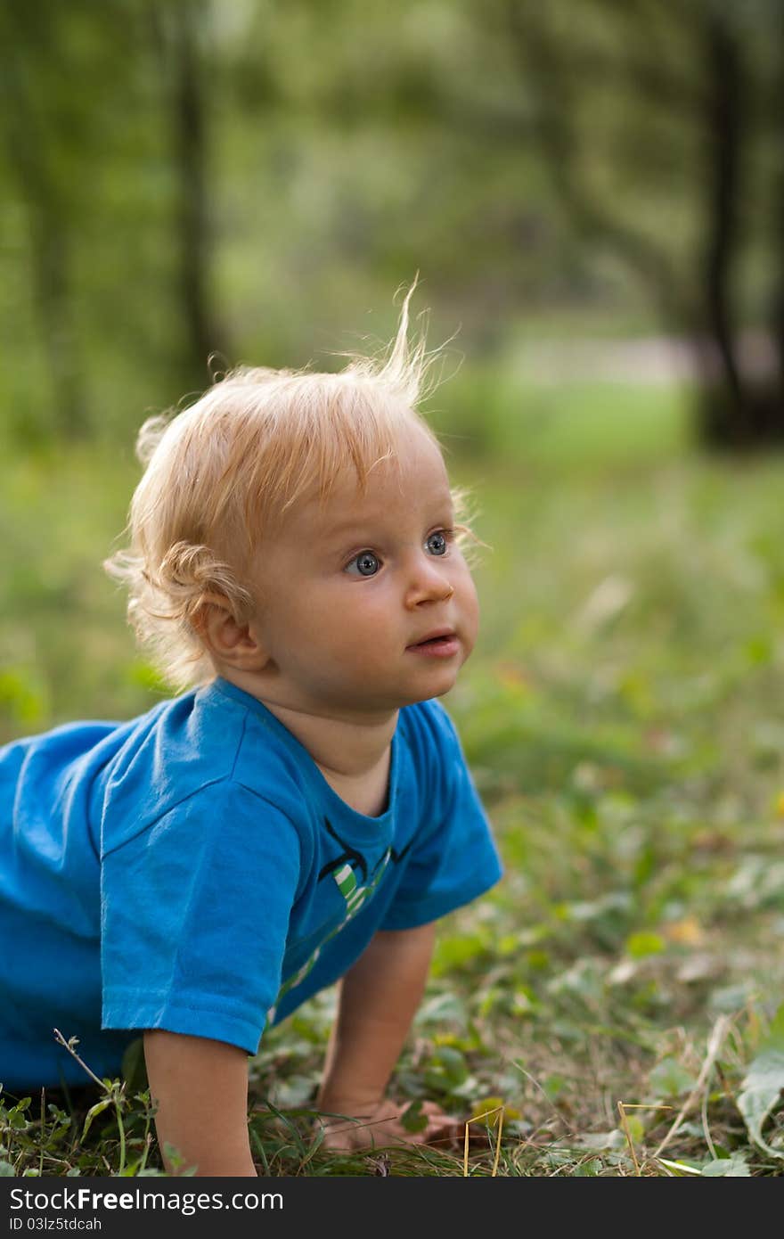 Little baby having fun in the park. Little baby having fun in the park