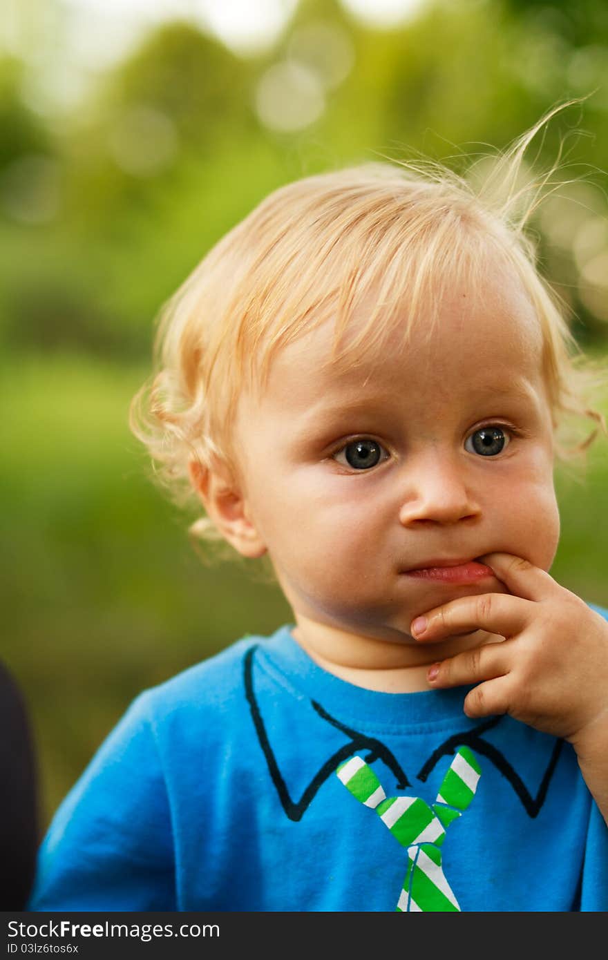 Thoughtful Little Boy Portrait