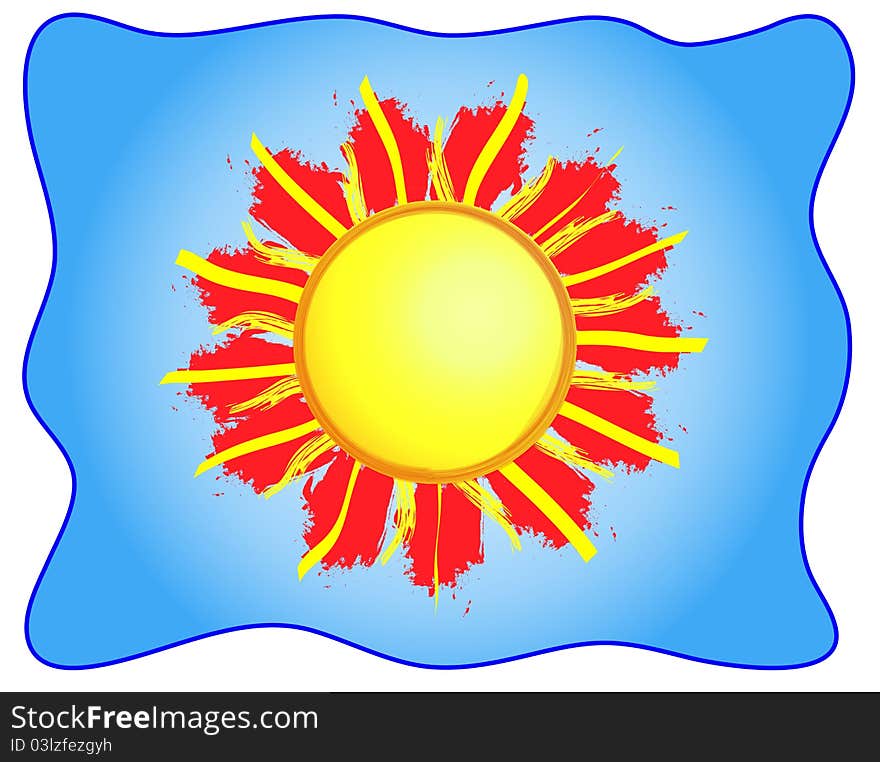 Sun with red and yellow fiery flames. Sun with red and yellow fiery flames