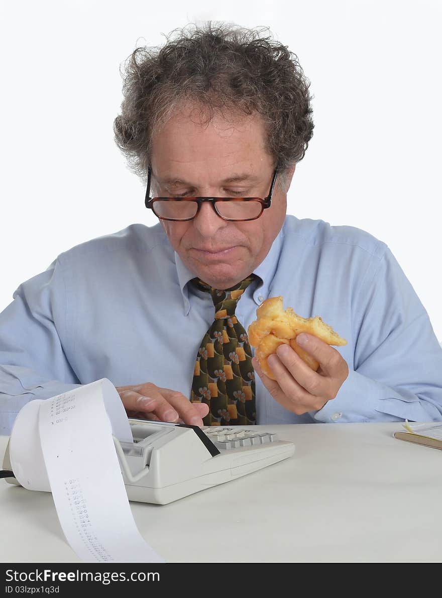 Senior mature man working on Financial Report