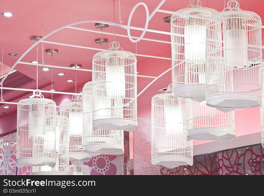 Bird cage lamp decorate in home