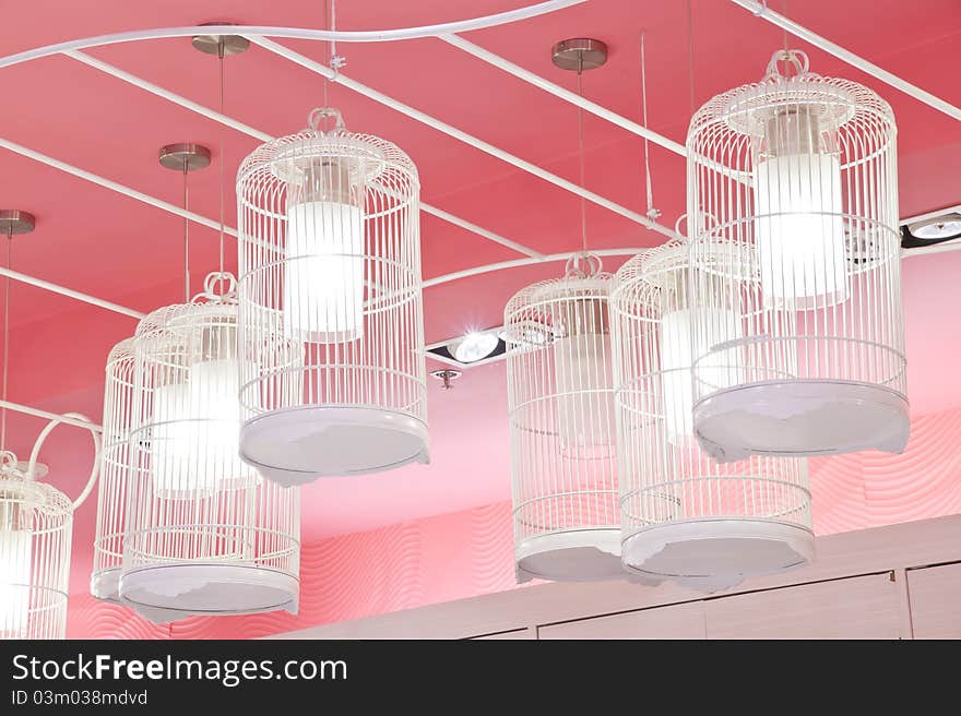 Bird cage lamp decorate in home