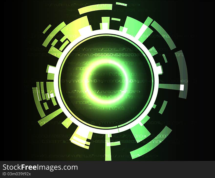 Abstract technical background with a green circles. Abstract technical background with a green circles