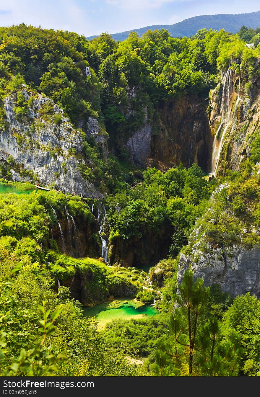 Plitvice lakes in Croatia - nature travel background