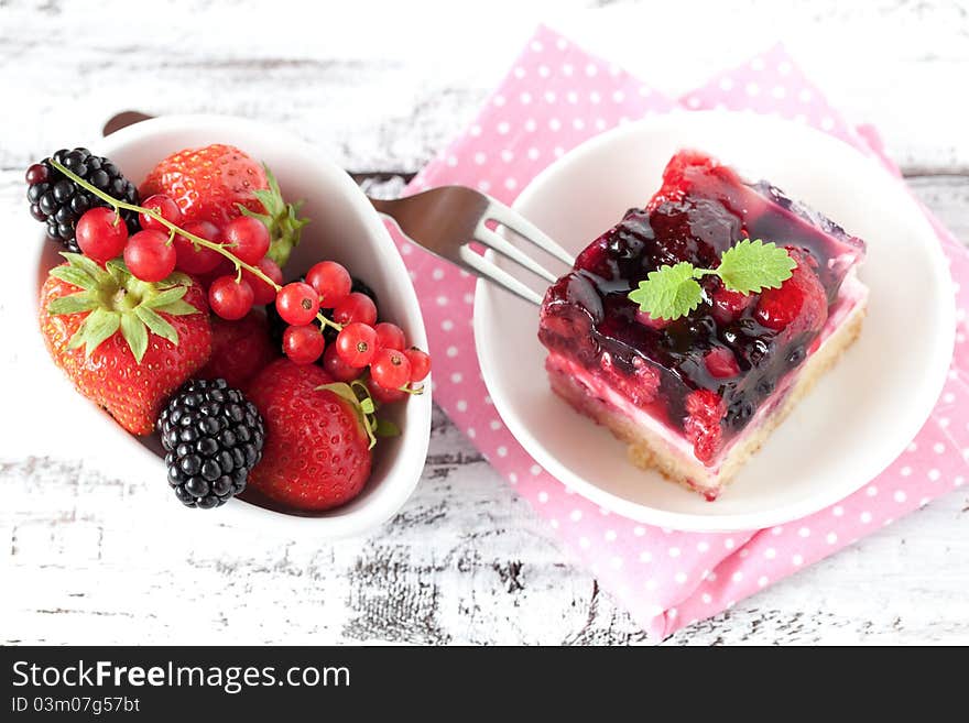 Fresh cake with berries