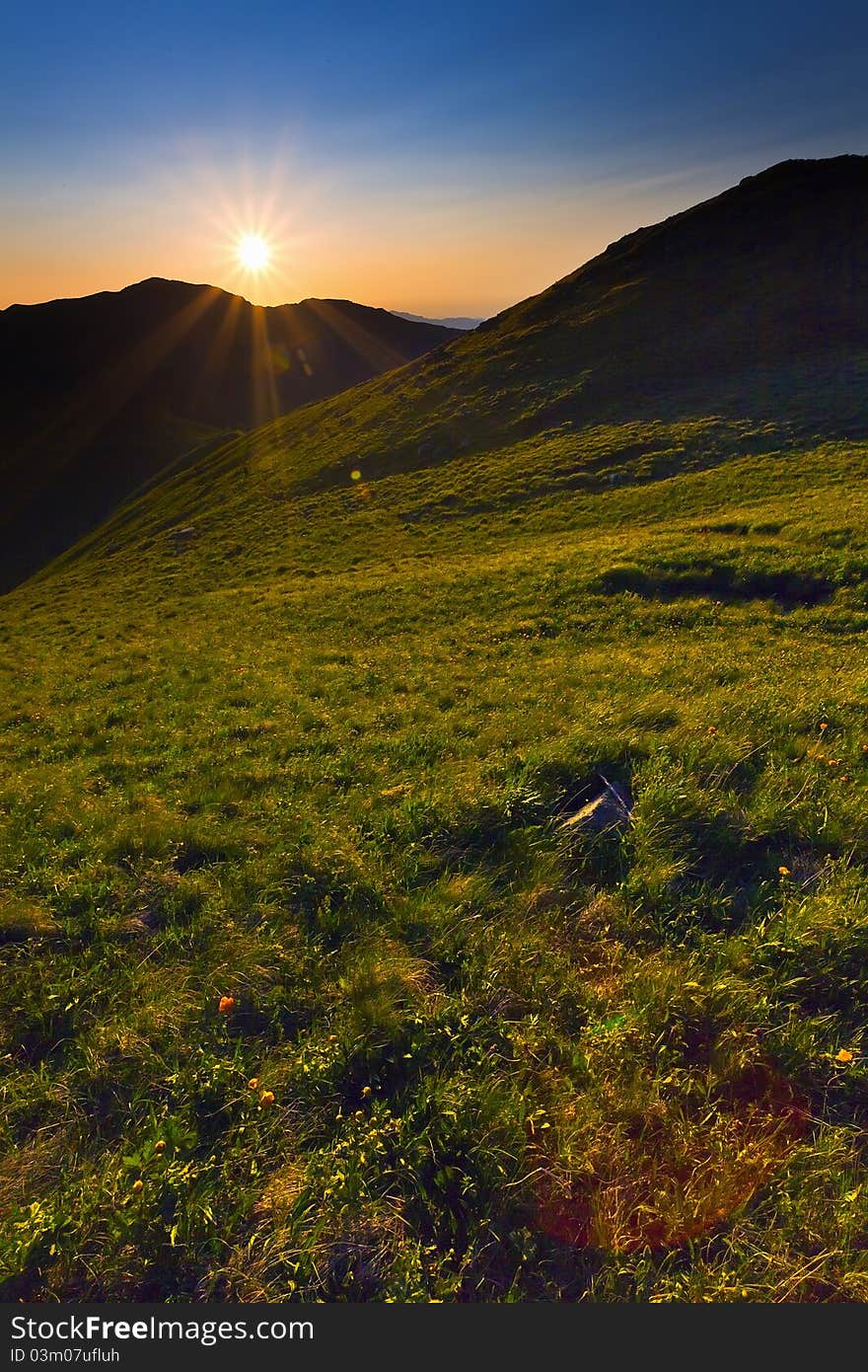 Sunset in the mountains