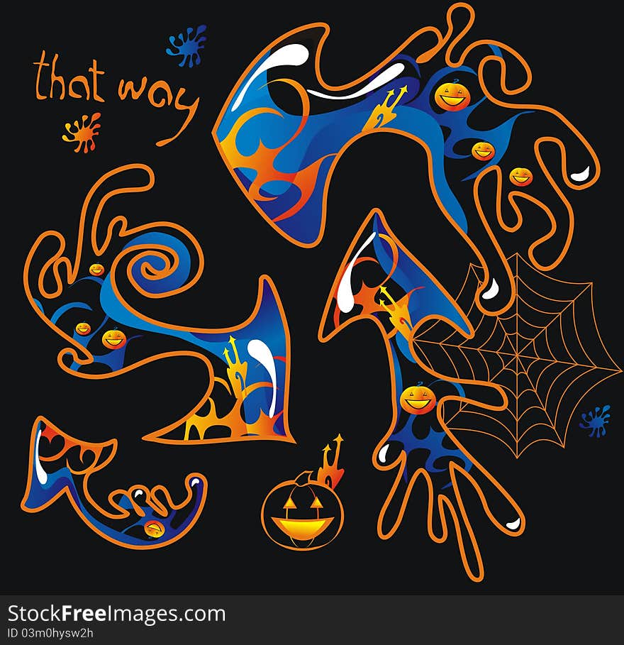 Design arrows with symbolics Halloween. Design arrows with symbolics Halloween