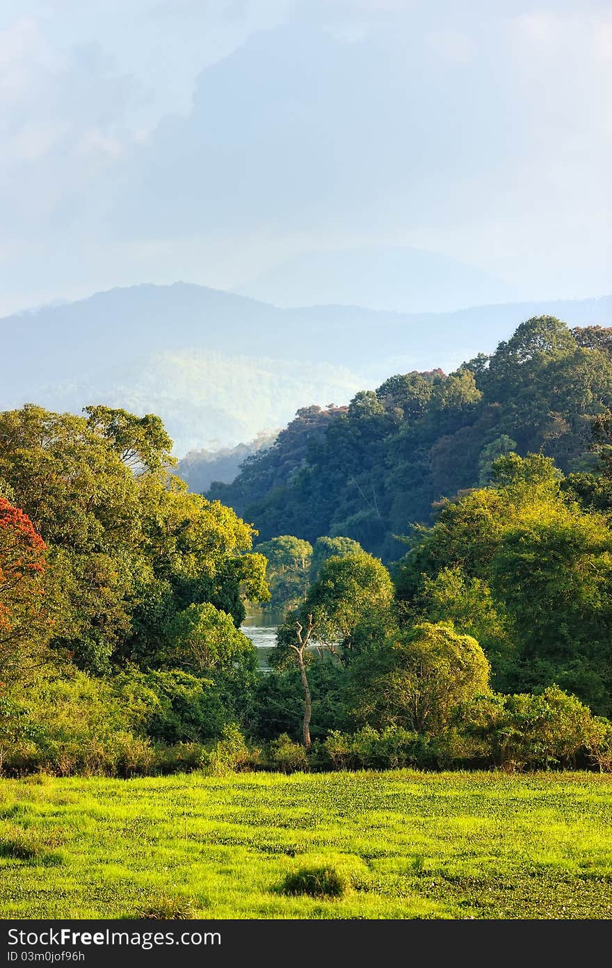 Valley between high mountains in southern India. Valley between high mountains in southern India