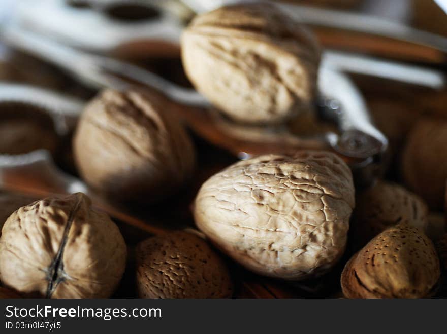 Particular basket of nuts to eat with Nutcracker. Particular basket of nuts to eat with Nutcracker