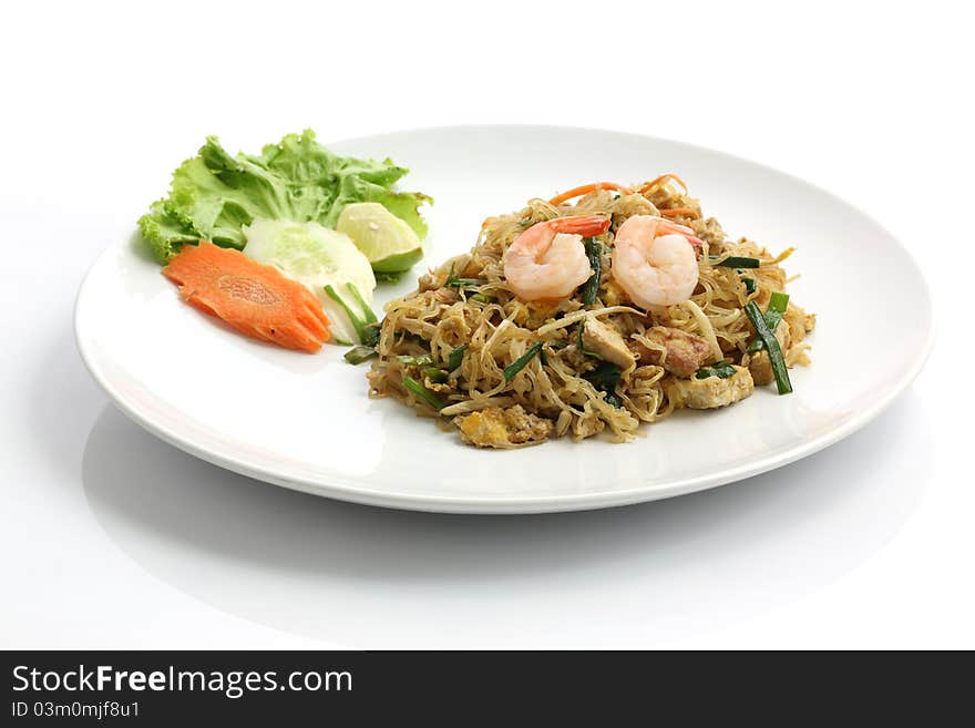 Thai food padthai in white background