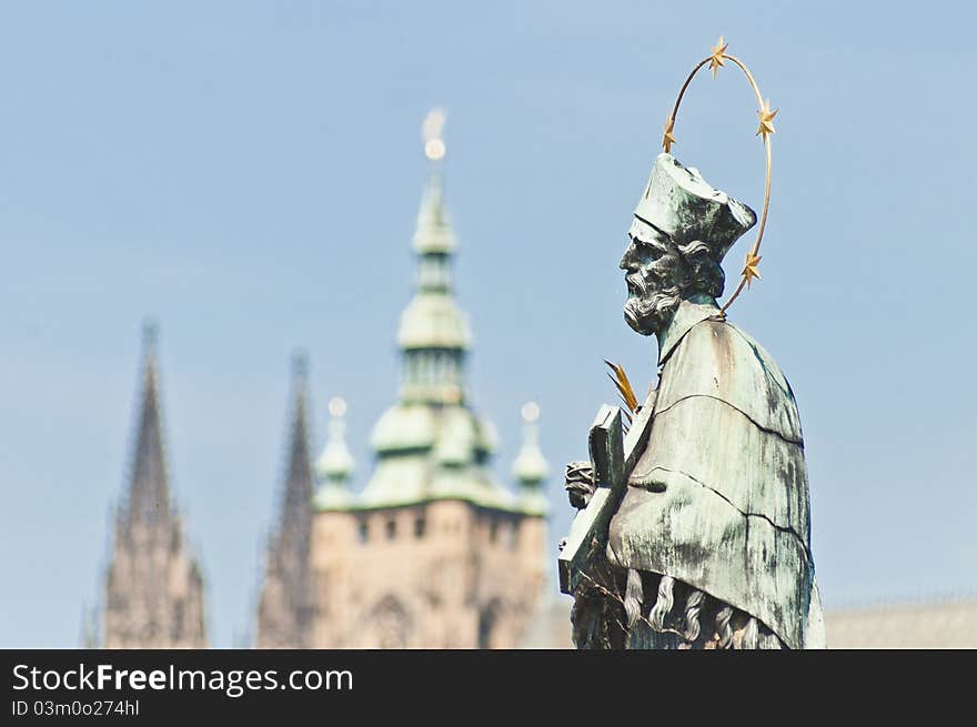 Charles Bridge crossing Vltava river.