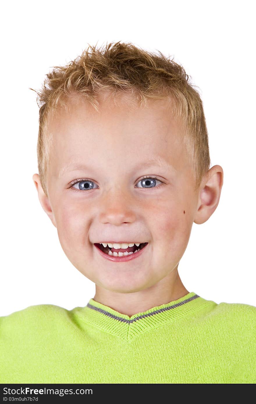 Portrait of a happy young boy - isolated over white background. Portrait of a happy young boy - isolated over white background