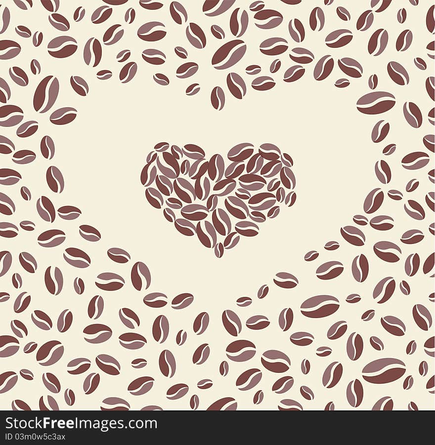 Vector Coffee bean heart background