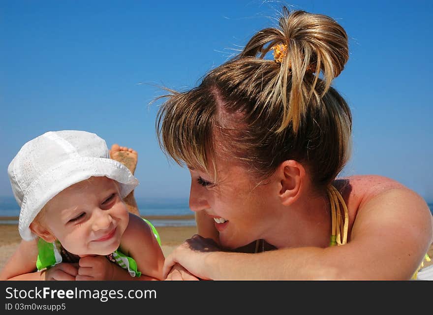 The happy woman with child