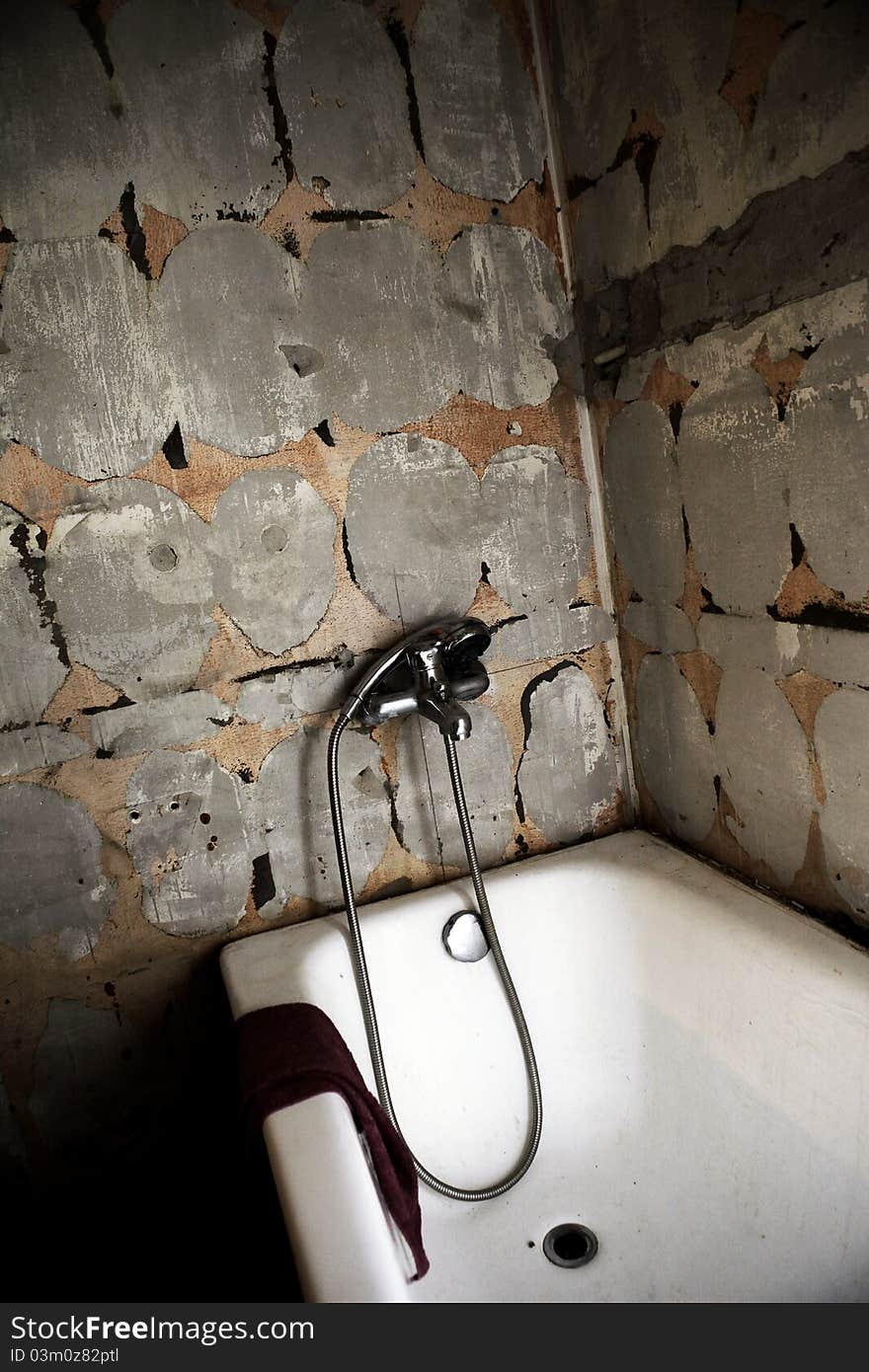 A ruined bathroom during repair. A ruined bathroom during repair