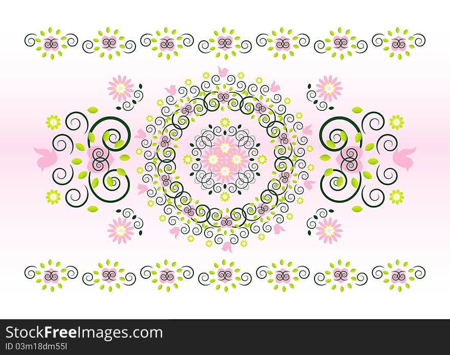 Horizontal ornament with flower